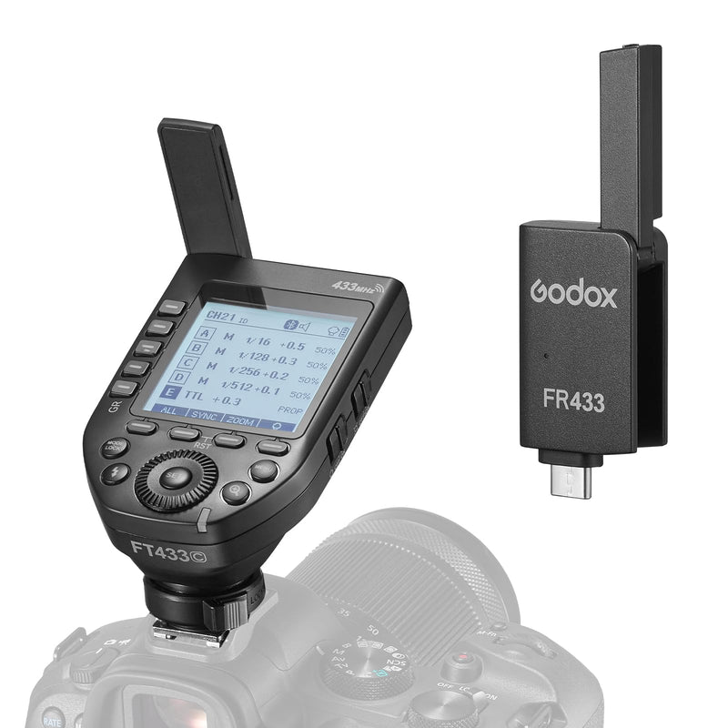 Godox FT433-C TTL Wireless Flash Trigger for Canon Camera, 433MHz 2 in 1 Flash Transmitter 32 Channels with Reciever 1/8000s HSS TTL TCM Function for Godox AD200Pro II AD600Pro II AD600BM II (FT433-C)