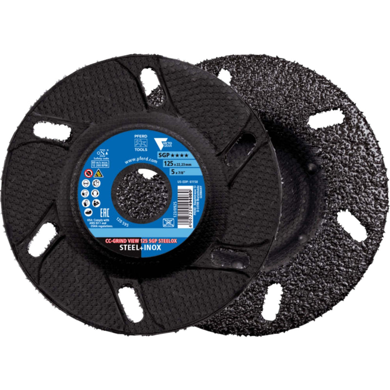 PFERD Tools CC-GRIND VIEW - 10x CC-GRIND VIEW Sanding Discs 125 x 22.23 mm Special Line SGP Steelox for Steel/Stainless Steel 64196126 - High Performance Sanding Disc for Aggressive Grinding