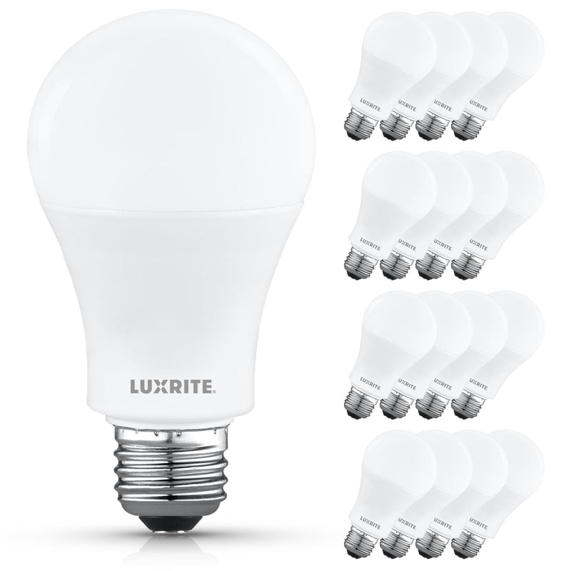 LUXRITE A19 LED Light Bulb 100 Watt Equivalent, 3500K Natural White, 1500LM, Non-Dimmable, Standard LED Light Bulbs, 12.5W, E26 Base, Enclosed Fixture Rated, Damp Rated, ETL Listed (16 Pack) 16 Count (Pack of 1) 3500k (Natural White)