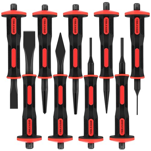 TOOLEAGUE 9Pcs Punch and Chisel Set with Hand Guard 9