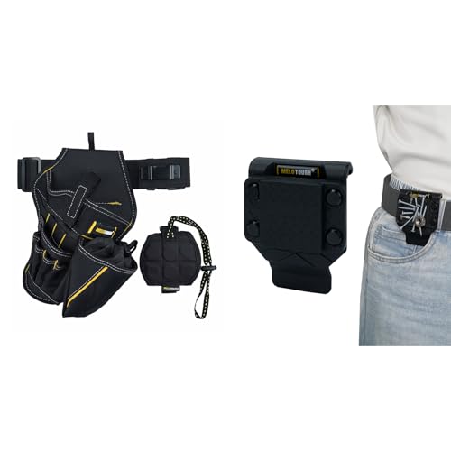 MELOTOUGH Right Handed Impact Holster 3-in-1 Drill Holster Combo with Magnetic Wristband, Magnetic Tool Holder - Fits Up to 2.7" Belt (Black)