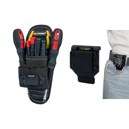 MELOTOUGH Small Tool Pouch with Belt Clip,Small Tool Holder Pouch, Min Work Organizer Tool Holster and Knife Holder,Magnetic Tool Holder Strong Magnetic Belt Clip - Fits Up to 2.7" Belt (Black)