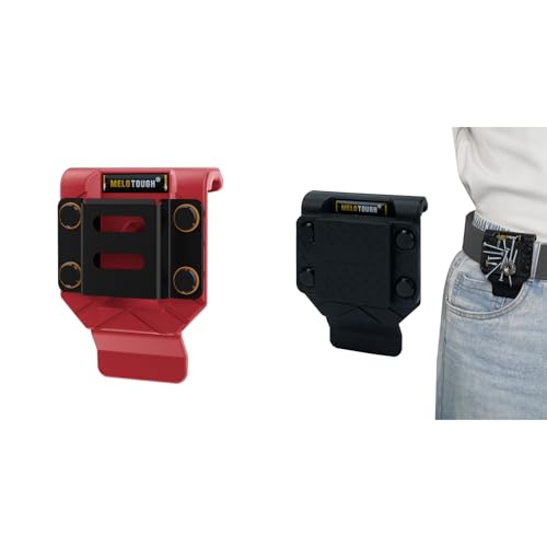 MELOTOUGH Drill Belt Clip,Drill Holder for Tool Belt,Magnetic Tool Holder Strong Magnetic Belt Clip - Fits Up to 2.7" Belt (Red & Black)