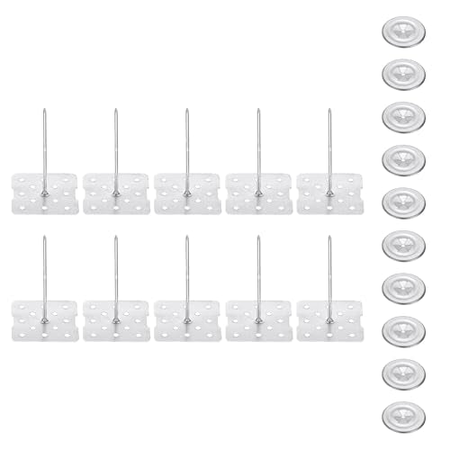 PATIKIL 50mm Perforated Insulation Pins with Round Washer,100 Sets 2in Insulating Nails Wall Plug for Fixing Foam Boards to Wall or Ceiling