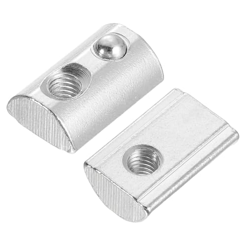 uxcell Roll-in Spring M6 T Nut, Roll Ball Elastic Nuts for 4545 Series Aluminum Extrusion Profile Suitable for Aluminum Profile with 10mm Groove Depth, Pack of 50