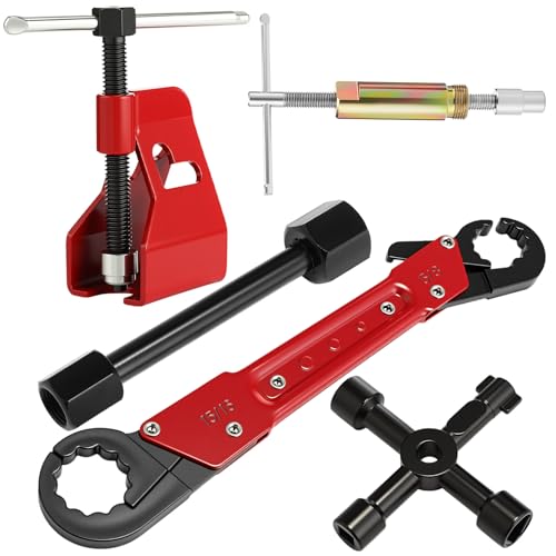 5 Pcs Compression Sleeve Puller Kit, Angle Stop Wrench Tool, Red