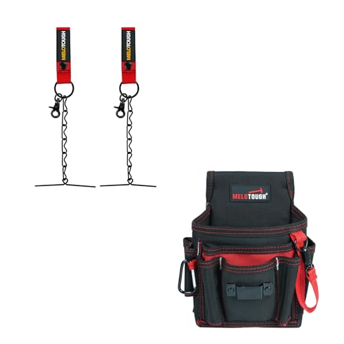 MELOTOUGH 2 PCS Tape Thong for Tool Belt Waist Electricians Tape Strap Holder Chain with Keyring and trigger snap hook + Small Tool Pouch for Tool Belt,Electrician Tool Pouch,Tool Pouch Tool Holster