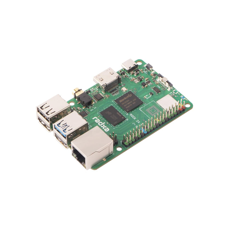 Radxa Rock 2A Single Board Computer, RK3528A Quad-Core CPU, GPU, 4K HDMI and Gigabit Ethernet (RS113-D4T0) Radxa ROCK 2A 4GB