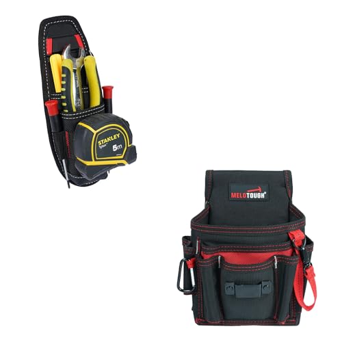 MELOTOUGH Small Tool Holder, Min Work Organizer Tool Pouch and Knife Holster with Snap Clip + Small Tool Pouch for Tool Belt,Electrician Tool Pouch,Tool Pouch Tool Holster with 13 Pockets