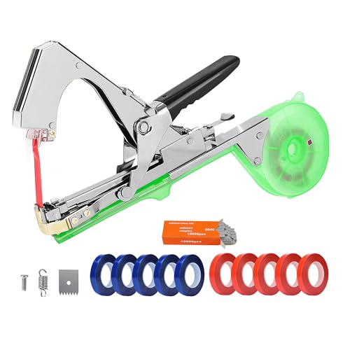 Plant Tying Machine, Lightweight Plant Vine Tying Tape Machine Tool, Plant Tape Gun for Tomatoes, Grapes and Vegetable Garden, Come with 10000pcs Staples 10 Rolls Tape (Green) Green