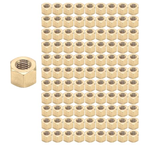 HFS(R) Thread Hex Nuts 3/8"-16, Solid Brass Hex Nut (100PCS/Pack) 100