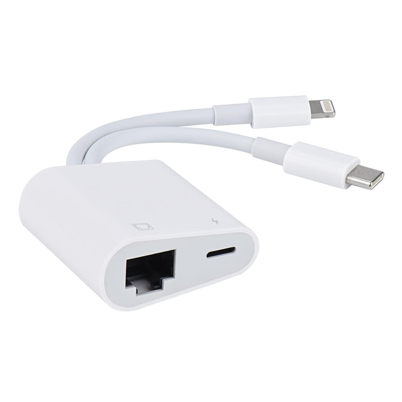 Lightning and USB C to Ethernet Adapter,2 in 1 RJ45 Ethernet LAN Network Adapter with Charge Port Compatible with iPhone/iPad/iPod/Samsung and More,Supports 100Mbps Plug and Play USB-C + Lightning