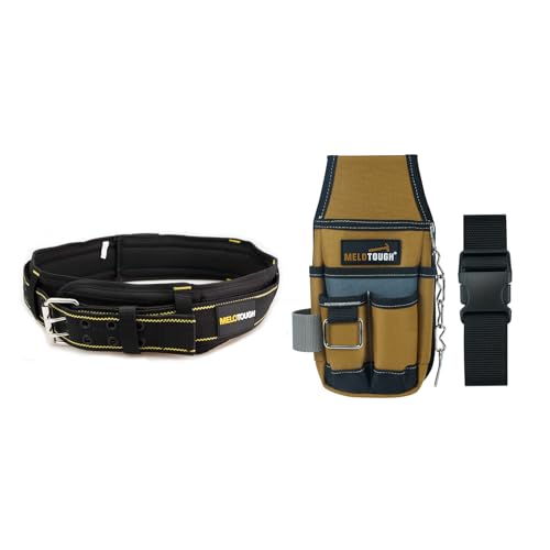 MELOTOUGH Padded Tool Belt, Pocket Tool Pouch Tool Belt Pouches with Belt Clip Utility Mini Tool Organizer Pouch for Electrician,Carpenter,Construction,Technician (Brown)