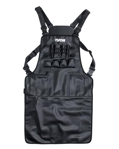 TOKOYA Barber Apron Rig – Faux Leather Stylist Apron with Reinforced Straps, Multi-Functional Pockets, Water-Resistant Material, Ergonomic Design, Tool Organizer - Unisex for Barbers and Stylists