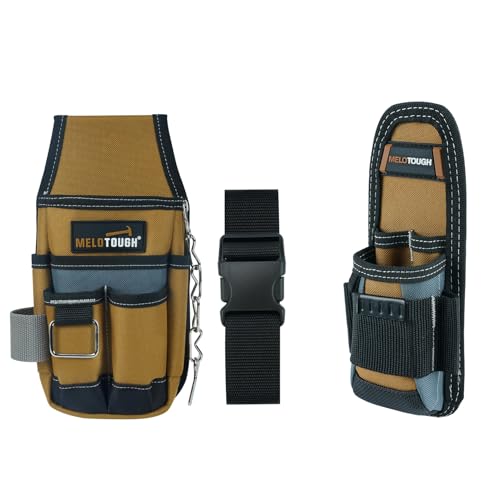 MELOTOUGH 1 PCS Pocket Tool Pouch Tool Belt Pouches with Belt Clip + 1 PCS Small Tool Pouch with Belt Clip,Small Tool Holder Pouch, MinI Work Organizer Tool Holster and Knife Holder