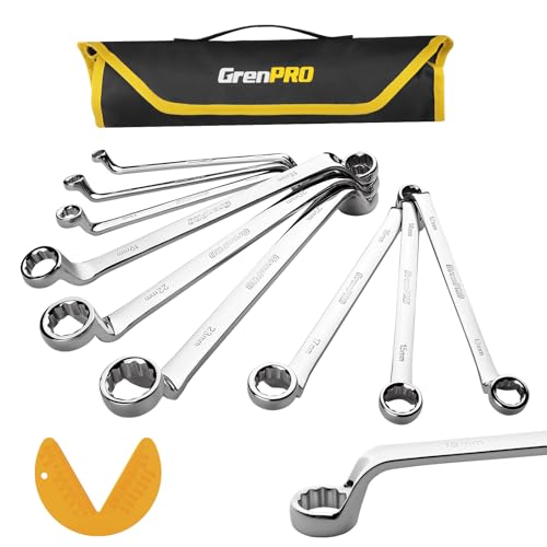 GRENPRO 10PC Offset Double Box End Wrench Set Metric & Standard Roll Pouch Metric Offset Wrench Set