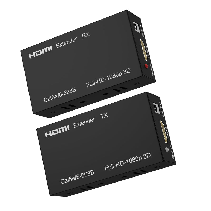 HDMI Extender Over Cat5e/Cat6/Cat7, 60m (196ft) 1080p Full HD Repeater Balun Kit, HDMI Over Ethernet Supports 3D, HDCP, EDID, Plug & Play, Transmitter Receiver for TV, Projector, Gaming, Home Theater 60M 1080P
