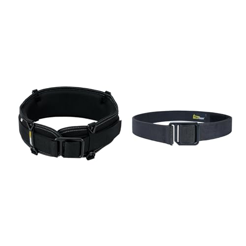 MELOTOUGH Padded Tool Belt,with 4 Suspenders Rings and 4 Hang Rings,and Modular EDC Tool Belt - 1.75 Inch Adjustable Black Nylon Work Belt with Metal Buckle