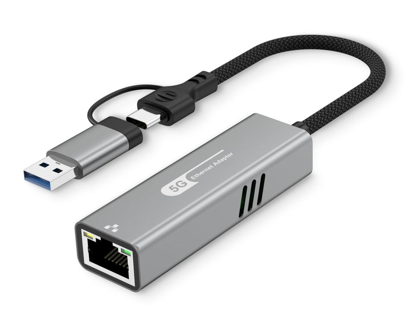USB to Ethernet Adapter 5Gbps, Aluminum Driver Free USB-C to RJ45 5000Mbps Gigabit Ethernet LAN Network Adapter for iPhone 17/16,iPad,Galaxy,Switch,Laptop,PC, MacBook,Windows,MacOS,Linux 5Gbps USB-C/USB 3.0 to Ethernet Adapter