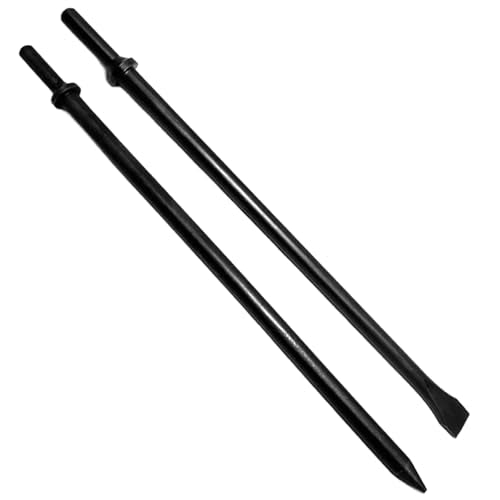 Pneumatic Cold Chisel Set, 3/4" Width 18" Long Air Pneumatic Hammer, Flat and Point Chisels with Round Collar for Concrete and Tile, Air Hammer Punch Chipping Bits Tool, Cr-Mo Alloy Steel 7/32" & 3/4" x 18" Chisel