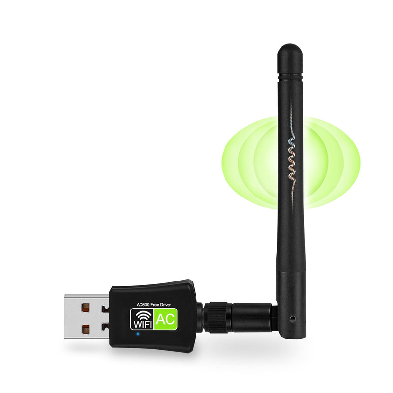 USB WiFi Adapter for Destop PC/Laptop, NETVIP AC600 Dual Band 5GHz/2.4GHz WiFi Dongle with 5dBi Antenna, 802.11ac Wireless Network Card for Windows, CD-Free and Plug & Play 600M green