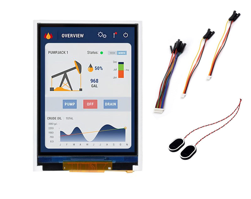ESP32-S3 2.8inch Display Development Board, Onboard 2.8inch IPS LCD240×320 Resolution, 32-bit LX7 Dual-Core Processor, Up to 240MHz Frequency, Supports WiFi & Bluetooth, with Onboard Antenna