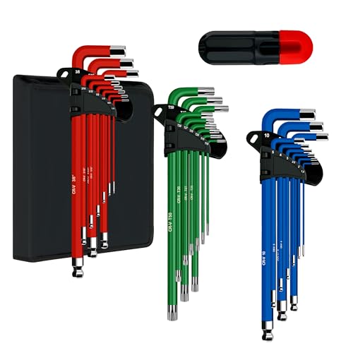 C&T 27-Piece Allen Wrenches Sets, Allen Key Set, SAE, Metric, TORX, CR-V