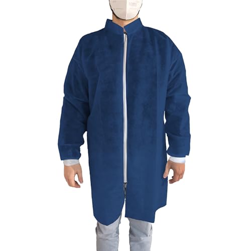 1 x Disposable Coverall, Blue, XXL OneProtek - Protective Gown with Zip, Medical and Industrial, Polypropylene Fleece, Food Safe, Comfortable and Robust
