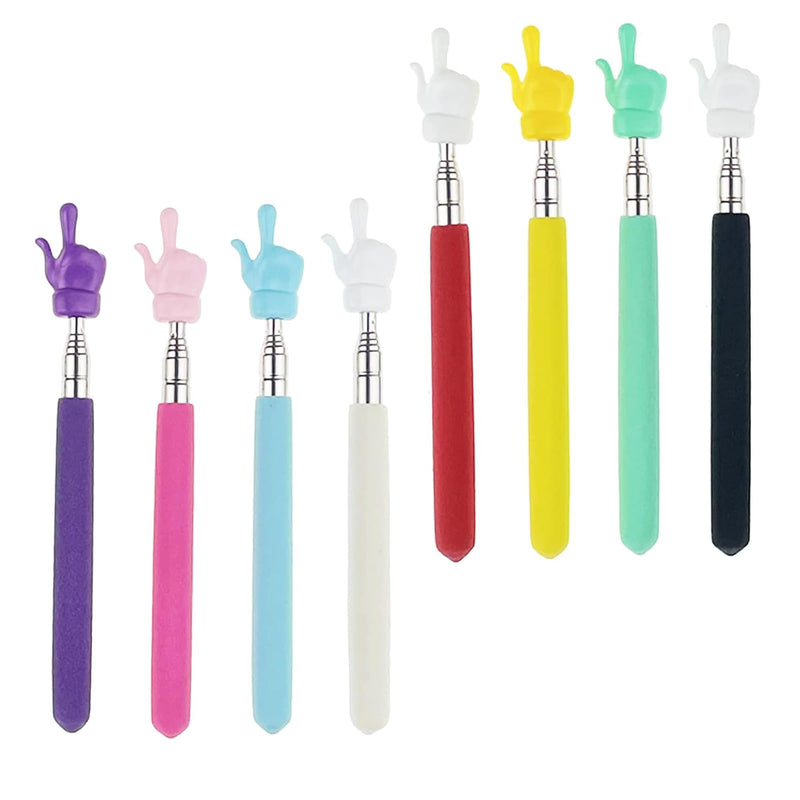 8Pcs Telescopic Teacher Finger Pointer Stick for Classroom, Extendable Finger Hand Pointer Retractable Pointing Stick Reading Aid for Teachers Coach Presenter