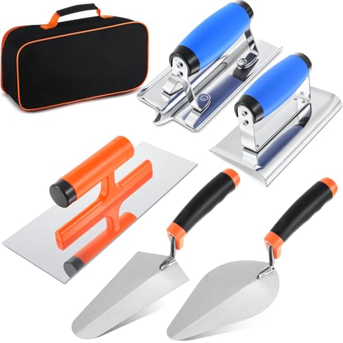 MorningRo 6 Pcs Masonry Tools Set, Cement Trowel Edger Groover with Bag