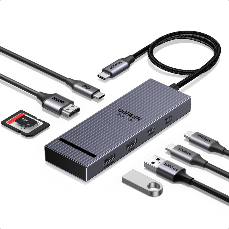UGREEN Revodok Pro USB C Hub for Laptop 8 in 1 MacBook Docking Station 4K 60Hz HDMI, 100W PD Charging, USB-C & USB-A 10Gbps Data Ports, SD/TF Card Reader for MacBook Pro/Air, iPad Pro, XPS, Thinkpad