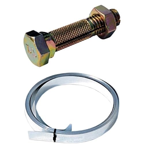 Tie Down - Bolts/Nuts (8 pcs) + Certified C60 Galvanized Strapping - 37 feet Long | Securing Mobile Homes, Sheds, Tanks, and Reinforcing Outdoor Structures in High-Wind Areas
