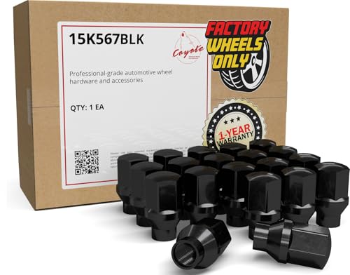 Wheel Accessories Parts 20 Pcs 9/16"-18 Thread ET OEM Style Lug Nuts 1.77" Long Black 7/8" 22mm 6036433AA ｜ 611-204 Fits Dodge RAM 1500 ｜ RAM 1500 Classic 20 Pack Factory Style ET