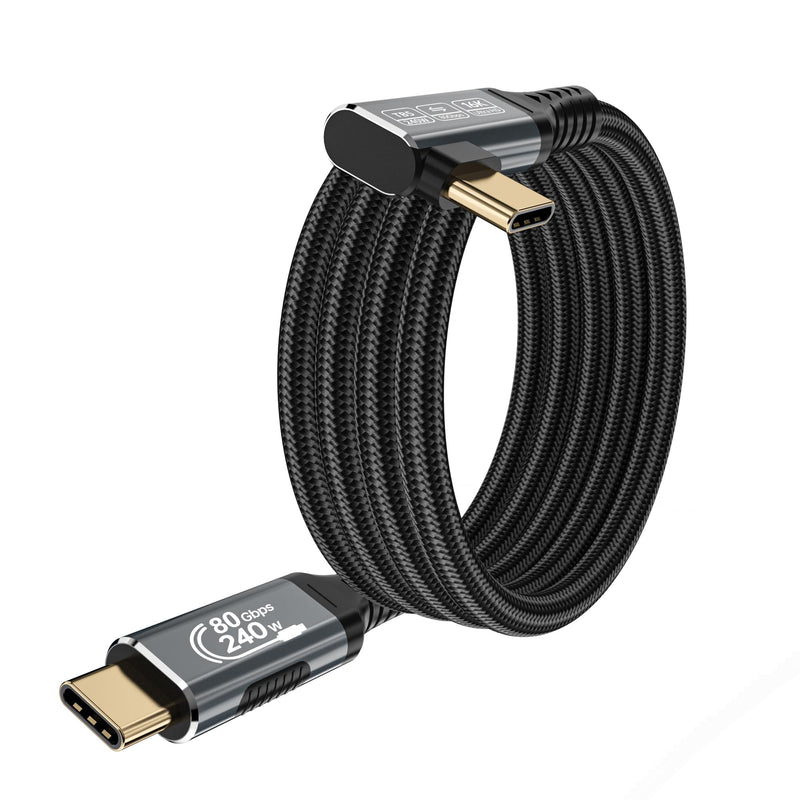 240w 80gbps USB c Cable Compatible with Thunderbolt 5 Cable Right Angle 6.6ft, 90 Degree USB C Cable, 8K/16k 60Hz usbc Monitor Cable for Thunderbolt 4,USB c Video 6.6 ft