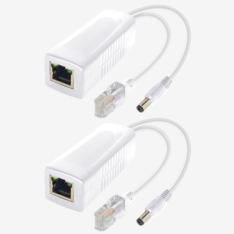 Gigabit PoE Splitter 12V DC 5.5x2.1mm, 48V to DC 12V/2A Output, 1000Mbps, IEEE802.3af/at, PoE Adapter Active for IP Camera, AP and Other DC Power Supply Devices, 2 Pack (12V 2A DC Plug 5.5x2.1mm DC) 12V 2A DC Plug 5.5x2.1mm DC
