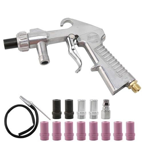 Sandblasting Set Compressed Air Sandblasting Gun Kit Sandblasting Air Compressor | Sandblasting gun set for sandblasting cabin with 8 ceramic nozzles, 4 metal nozzles and 1 metre rubber hose