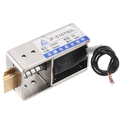 QUARKZMAN DC 12V 2A Solenoid Electromagnet Push Pull Type JF-S1670DL | Electromagnetic actuator, magnetic electromagnet, 40N 10 mm stroke, open frame, linear movement