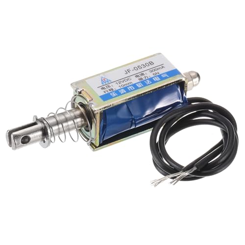 QUARKZMAN DC 12V 0.3A Solenoid Electromagnet Push Type 5N 10mm Hub Magnet | Electromagnetic Actuator, Electromagnet, Open Frame, Linear Motion, JF-0530B