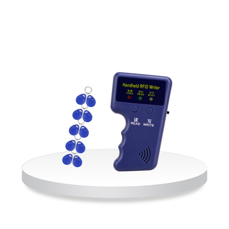 Portable 125KHz Access Card Duplicator with 10 Writable EM4305 T5577 Keychains, Access Control Reader, Not for 13.56MHz and HID