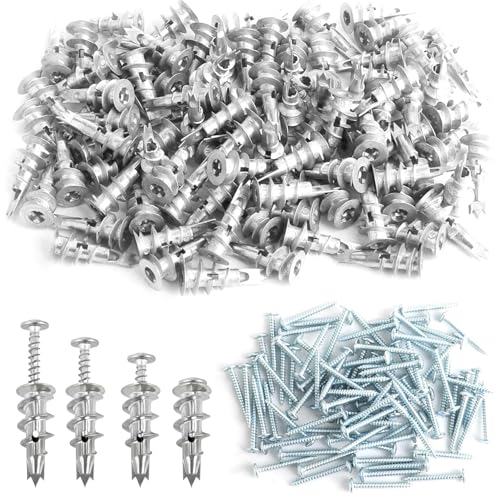 500PCS Zinc Self-Drilling Drywall Anchors with Screws Kit, 250pcs Heavy Duty Metal Wall Anchors and 250pcs #8 x 1'' Screws 500