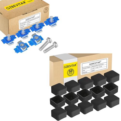 1/4"-20 Nylon Channel Squeeze Nut and Bolt - 16 Pcs, Black Strut Channel Caps - 50 Pack
