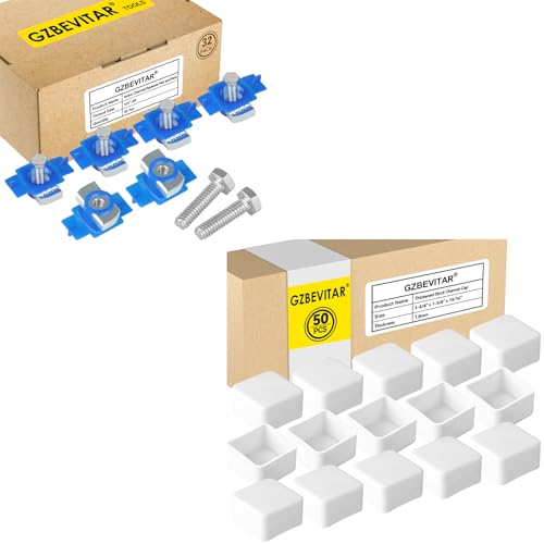 1/4"-20 Nylon Channel Squeeze Nut and Bolt - 32 Pcs, White Strut Channel Caps - 50 Pack