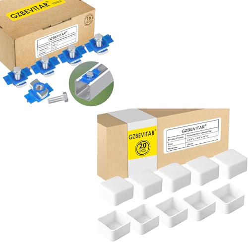3/8"-16 Nylon Channel Squeeze Nut and Bolt - 16 Pcs, White Strut Channel Caps - 20 Pack