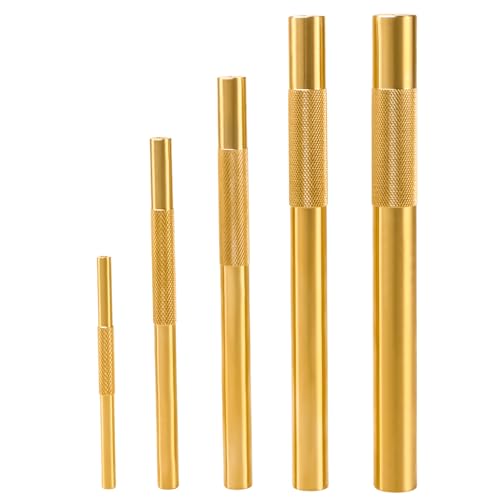 EVRBUL 5 PCS Brass Drift Punch Tool Set for 1/4″ 3/8 ″ 1/2 ″ 5/8 ″ 3/4 ″ Non-Sparking Hand Tool Brass Drift Punch Set Replace#: 045256670034 67003-MAI