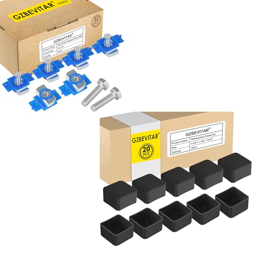 1/4"-20 Nylon Channel Squeeze Nut and Bolt - 32 Pcs, Black Strut Channel Caps - 20 Pack
