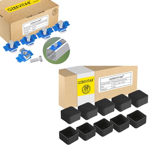 3/8"-16 Nylon Channel Squeeze Nut and Bolt - 32 Pcs, Black Strut Channel Caps - 20 Pack