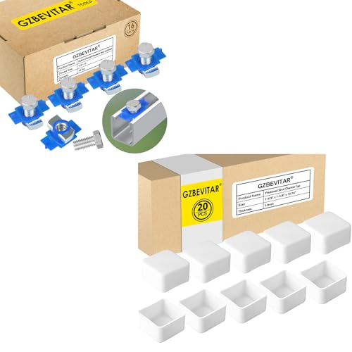 1/2"-13 Nylon Channel Squeeze Nut and Bolt - 16 Pcs, White Strut Channel Caps - 20 Pack