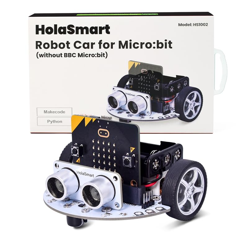 microbit Mini Car Kit Compatible with BBC Micro:bit V2 and V1,STEM Educational Coing Project for School Student（Without Micro:bit and AAA Battery）
