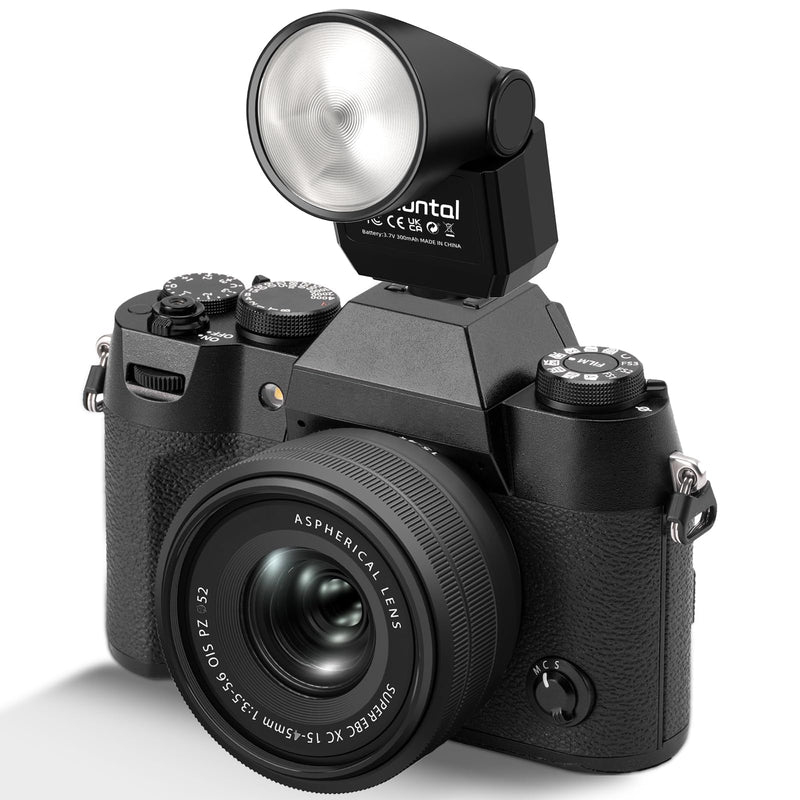 Mini Flash Speedlite, Desiontal GN8 6200K Camera Flash Light for Sony Nikon Olympus Canon Fuiifilm PentaX Hot Shoe Interface Camera, 4 Power Level 300mAh Battery 11/250S Flash Rate (Black) Black