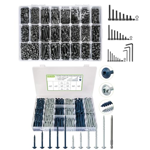 M2 M3 M4 Hex Socket Screws + #8 Pocket Hole Screws 1" to 2-1/2"